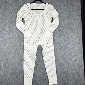Victoria's Secret Thermal Pajama Set Small Heart Print Waffle Knit  Set